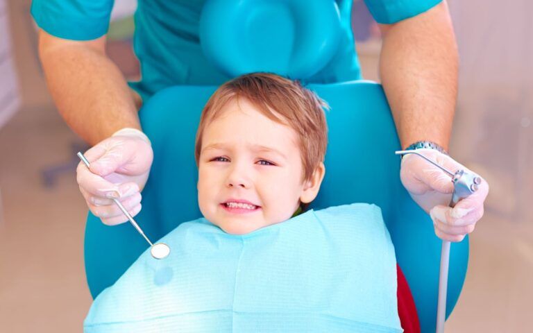 Child with Dental Anxiety at Dentist office